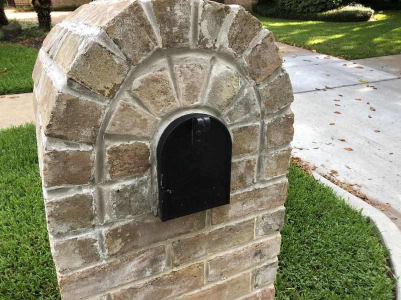 Finished Brick Mailbox with Landscaping